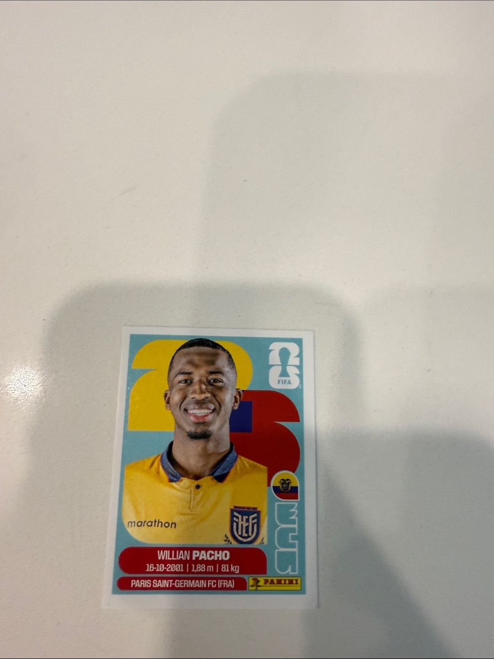 Panini Willian Pacho Sticker - Yellow and Teal Design